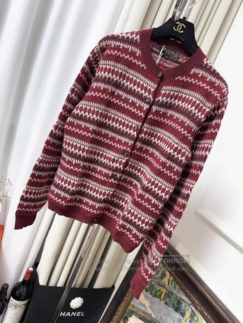 Loro Piana Loro Piana Holiday Limited Wine Red Fair Isle Knit Wool an Size S / US 4 / IT 40 - 1 Thumbnail