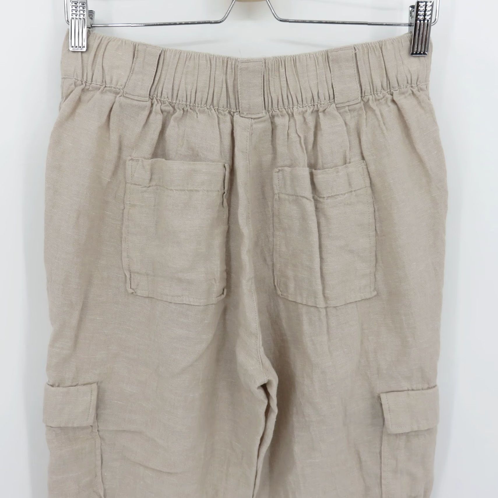 Vintage C&C California Women L Solid Beige Linen Cargo Joggers Pants Pockets Casual Smart Size 36" / US 14 / IT 50 - 7 Thumbnail