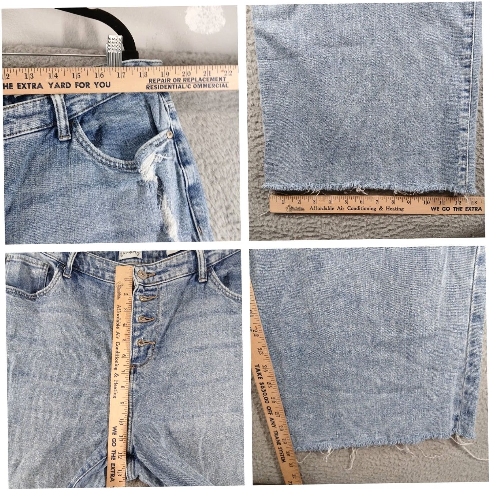 Vintage Wonderly Wide Leg Jeans Light Wash High Rise Distressed Raw Hem 18W Women Size 40" / US 18 - 6 Thumbnail