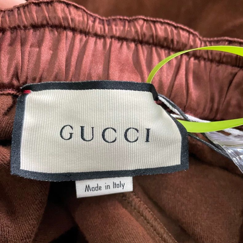 Gucci Gucci Size S Brown velvet embroidered logo trousers S size Size US 29 - 4 Thumbnail