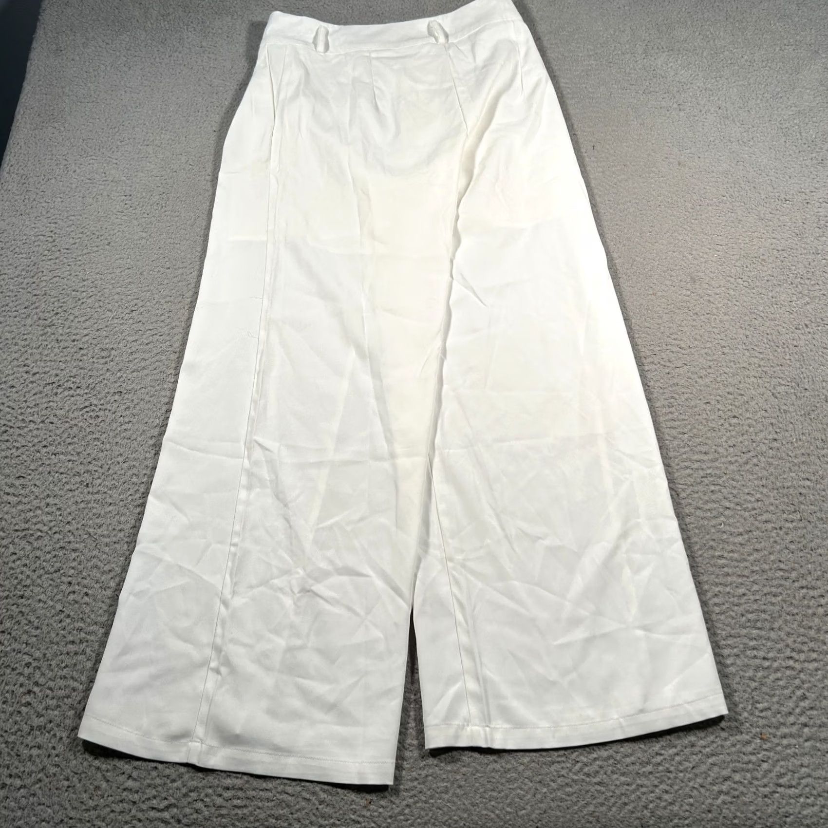 Vintage Uoozee Pants Womens Medium 28x29 White High Rise Wide Leg Casual Trousers NWT Size 32" / US 10 / IT 46 - 2 Thumbnail