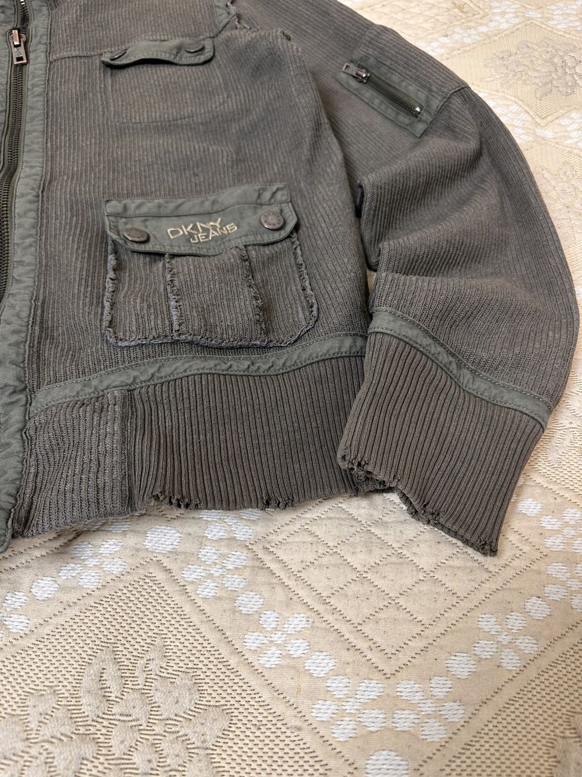 DKNY 🔥 DKNY JEANS Zip Up Military Pocket Distressed Pullover Y2K Size US M / EU 48-50 / 2 - 7 Thumbnail