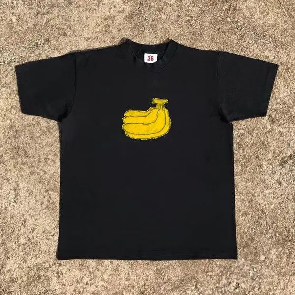 VIBE Black washed vintage banana print cotton t-shirt Size US M / EU 48-50 / 2 - 7 Thumbnail