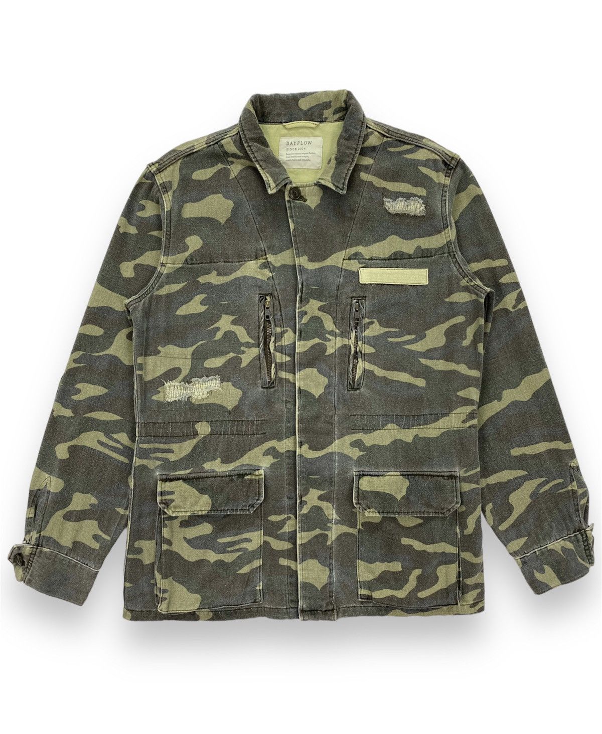 Japanese Brand Bayflow Distressed Camo Jacket Size US M / EU 48-50 / 2 - 2 Thumbnail
