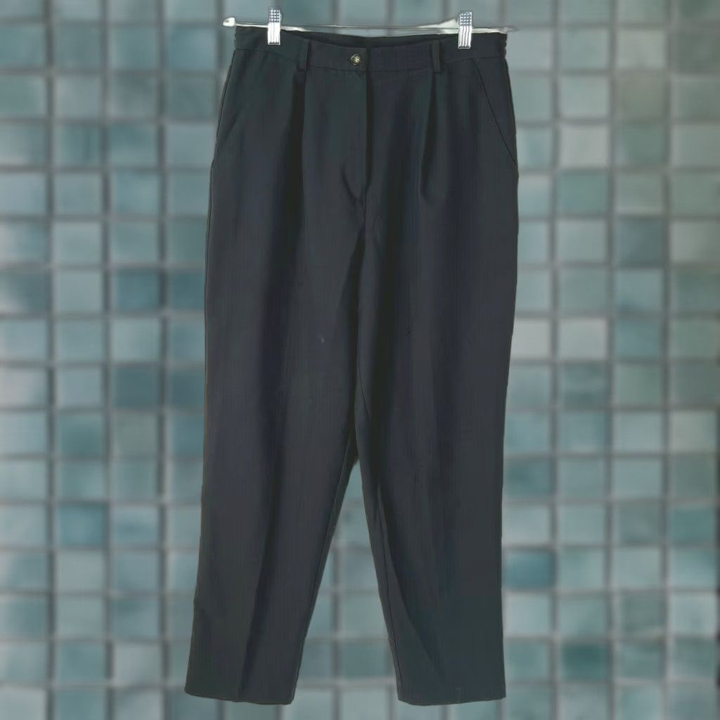 Vintage Sag Harbor Womens Dress Pants Black Pleated Straight Leg High Rise Size 12 Size 34" / US 12 / IT 48 - 1 Thumbnail
