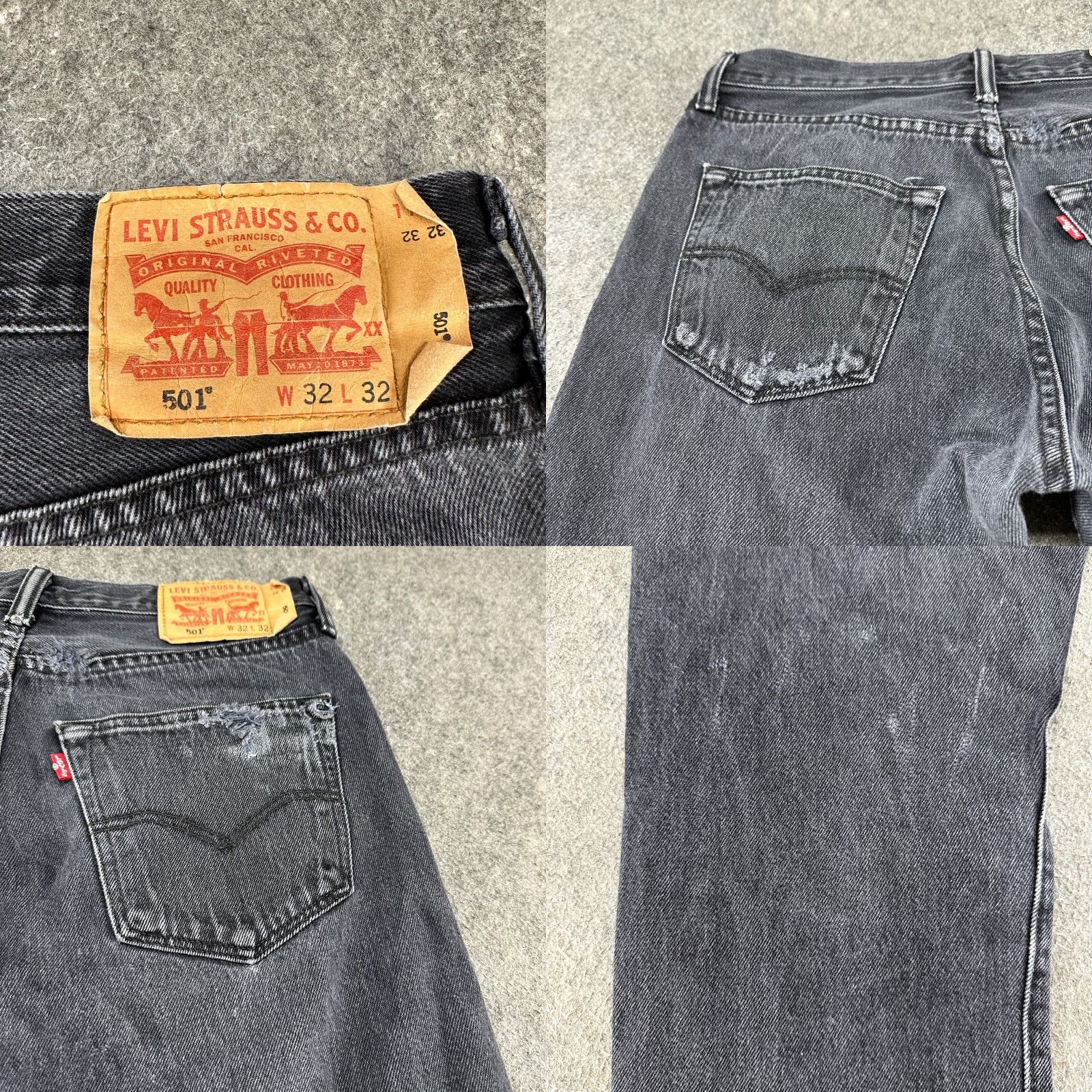 Levi's VINTAGE Levi's 501 Jeans Men 32x32 Black Distressed Straight Regular Denim 5-Pocket USA 80s 90s Hip Hop Cowboy Mens Size US 32 / EU 48 - 9 Thumbnail