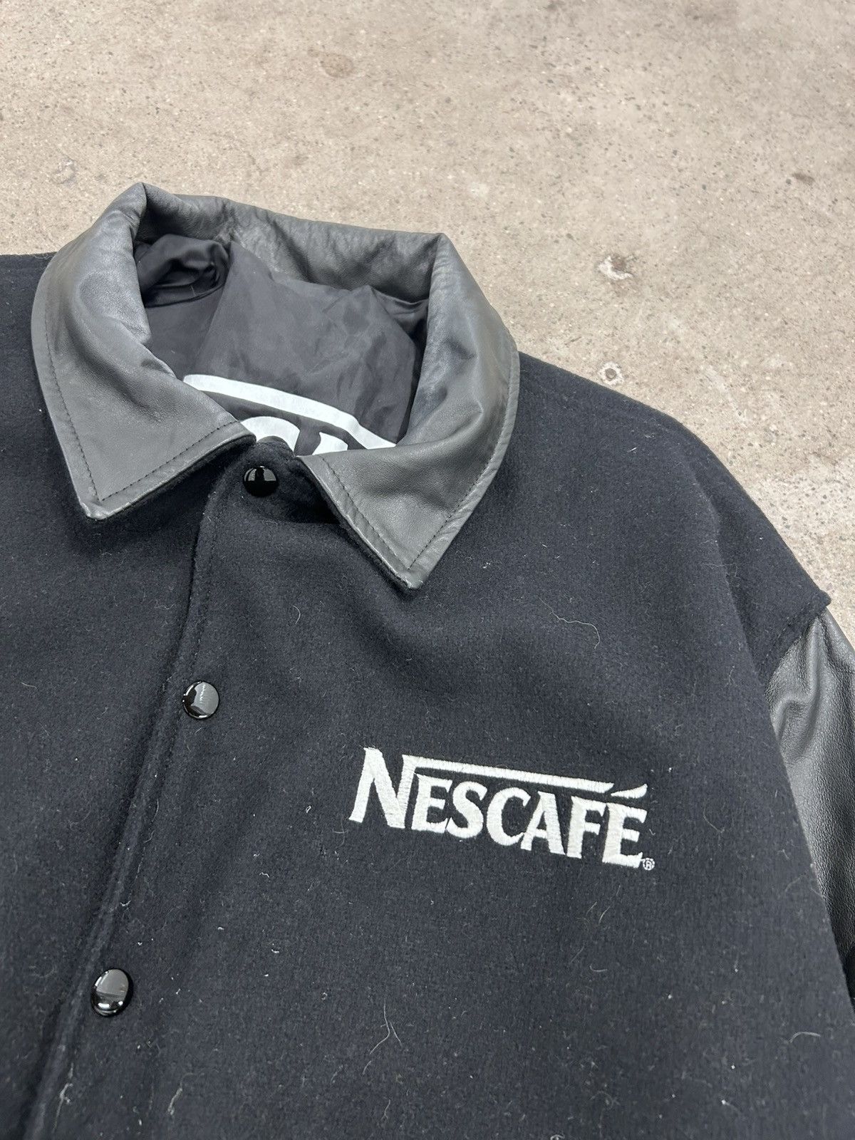 Vintage Vintage nestle nescafe wool lesther varsity bomber Size US L / EU 52-54 / 3 - 3 Thumbnail