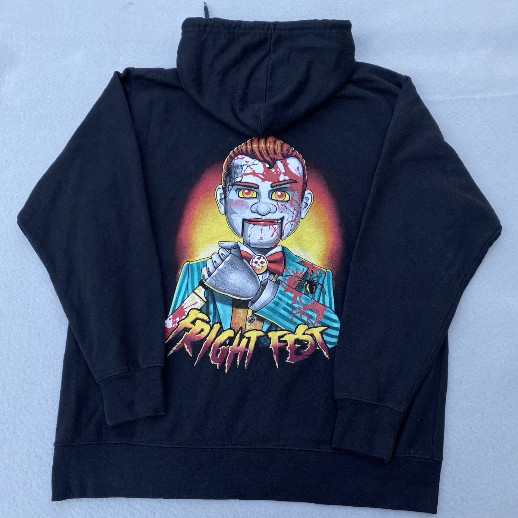 Vintage Six Flags Fright Fest Black Hoodie Mens L Ventriloquist Dummy Slasher Size US L / EU 52-54 / 3 - 5 Thumbnail