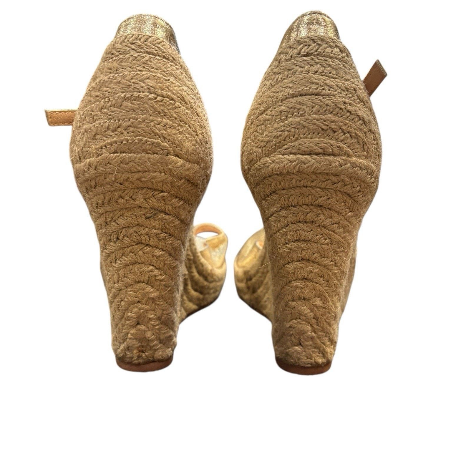 Seychelles Seychelles Open Toe Gold Espadrille Covered Heel 5" Wedge 9 Size US 9 / IT 39 - 2 Thumbnail