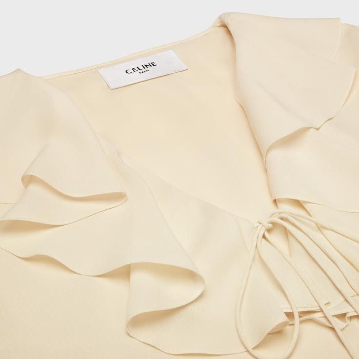 Celine o1w1db10125 2R62K204D Silk Sable Jabot Dress in Cream Size XXS / US 00 / IT 34 - 3 Thumbnail
