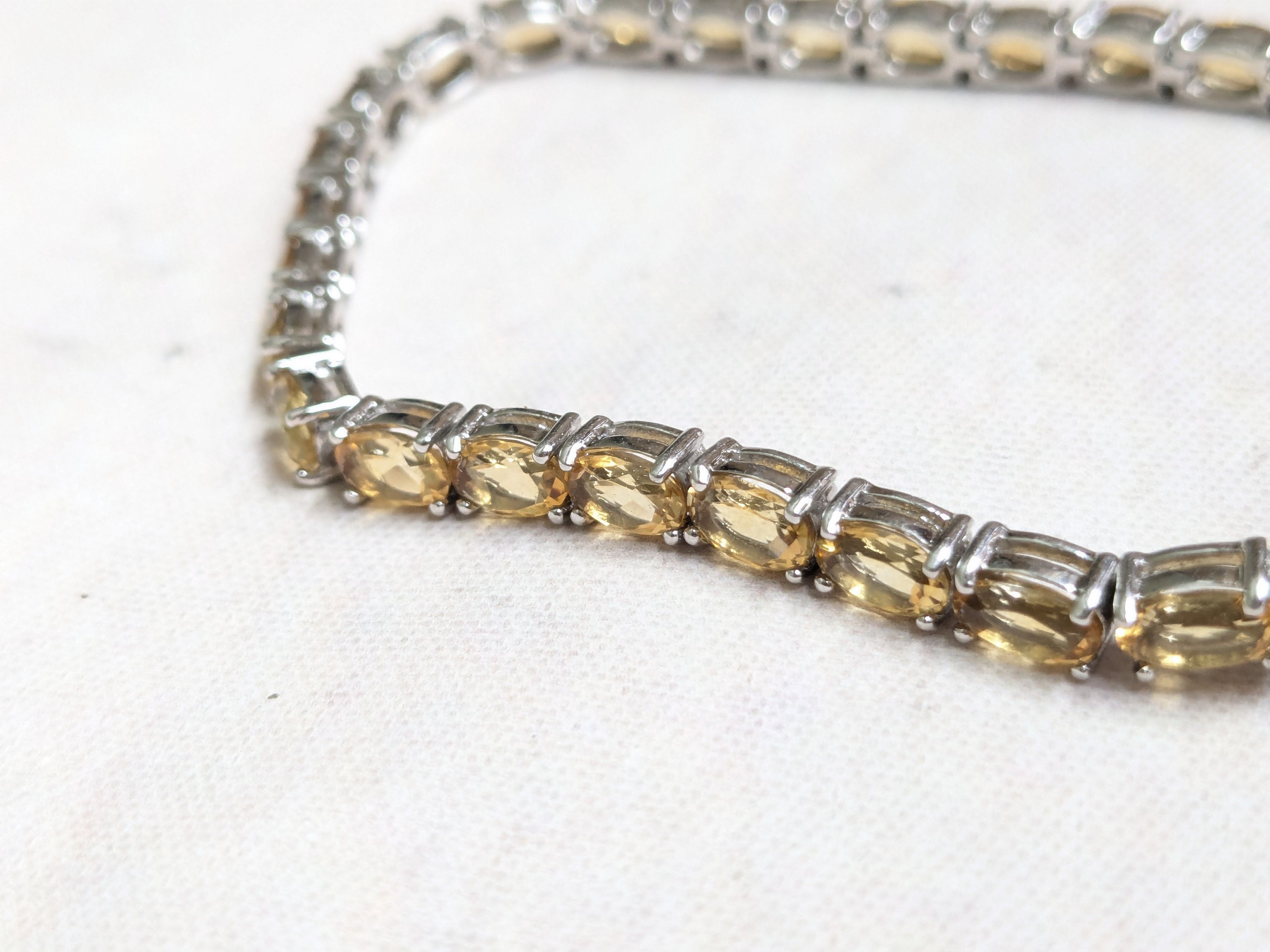 Sterling Silver Sterling Silver Tennis Bracelet Yellow Citrine Oval 8 Size ONE SIZE - 14 Thumbnail