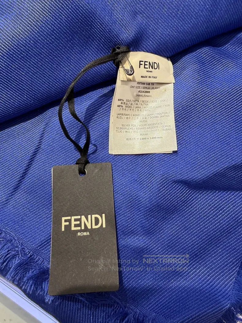 Fendi Fendi size 140*140cm Blue Scarf, Galeries Lafayette Exclusi Size ONE SIZE - 3 Thumbnail
