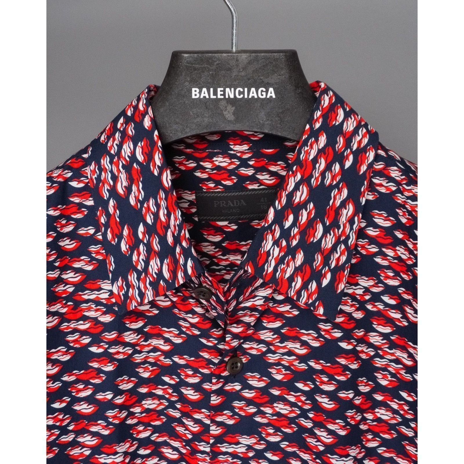 Prada Vintage prada milano 2015 lips pattern long sleeve shirt Size US L / EU 52-54 / 3 - 4 Thumbnail