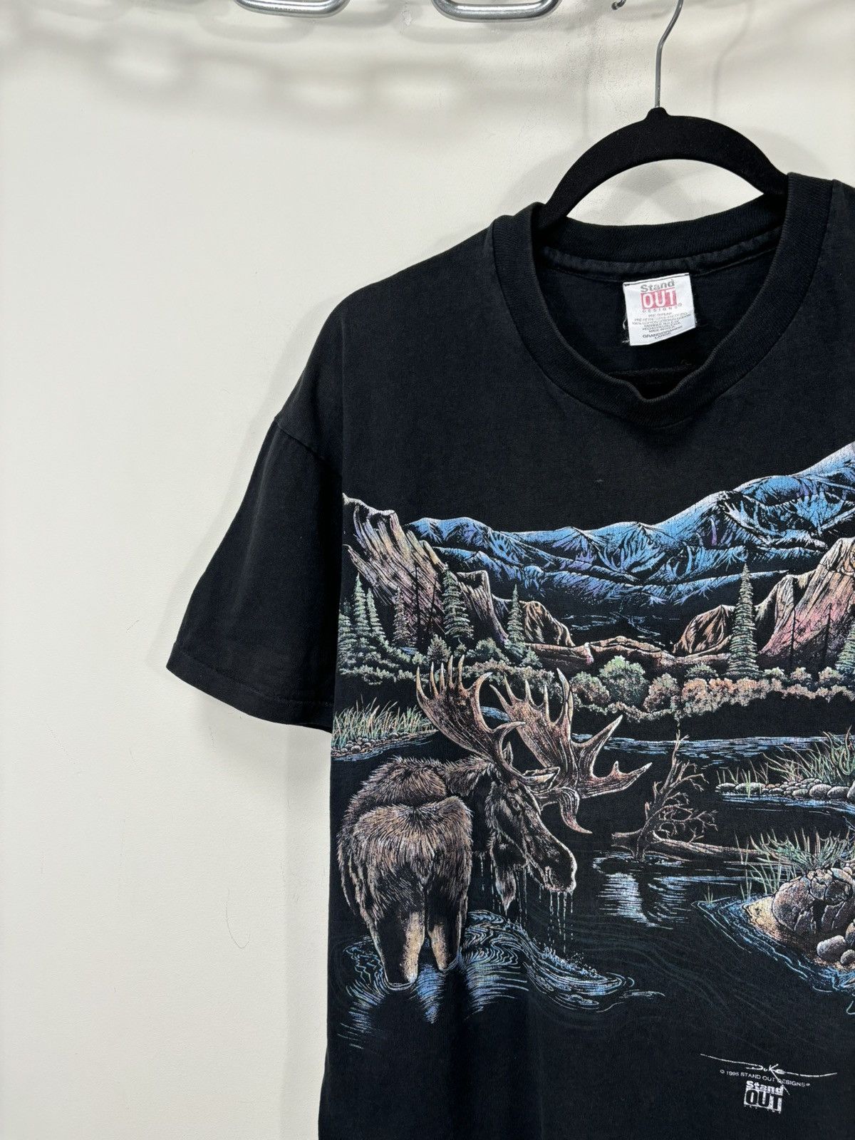 Cartoon Network Vintage Stand Out 1995 Moose In Nature USA Made Black Tee Size US L / EU 52-54 / 3 - 3 Thumbnail