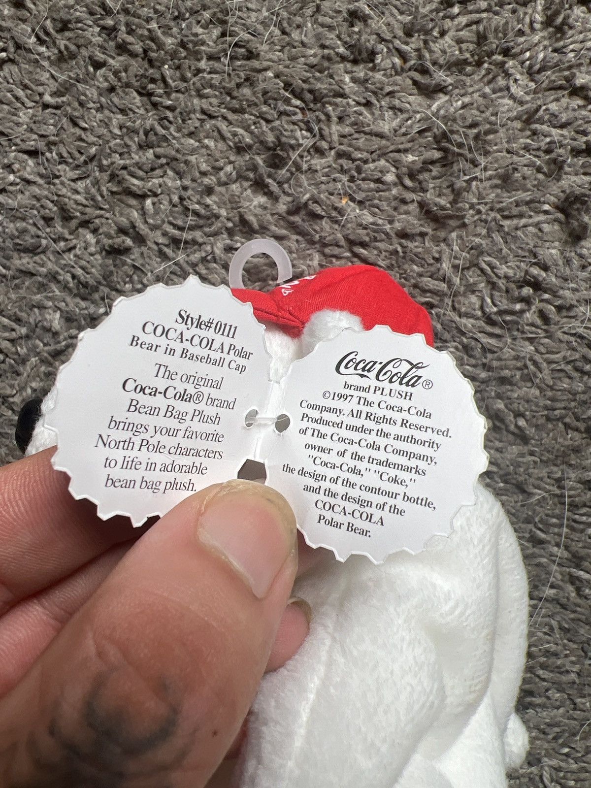 Coca Cola 1997 Coca-Cola Polar Bear In Baseball Cap Bean Bag Plush Size ONE SIZE - 4 Thumbnail