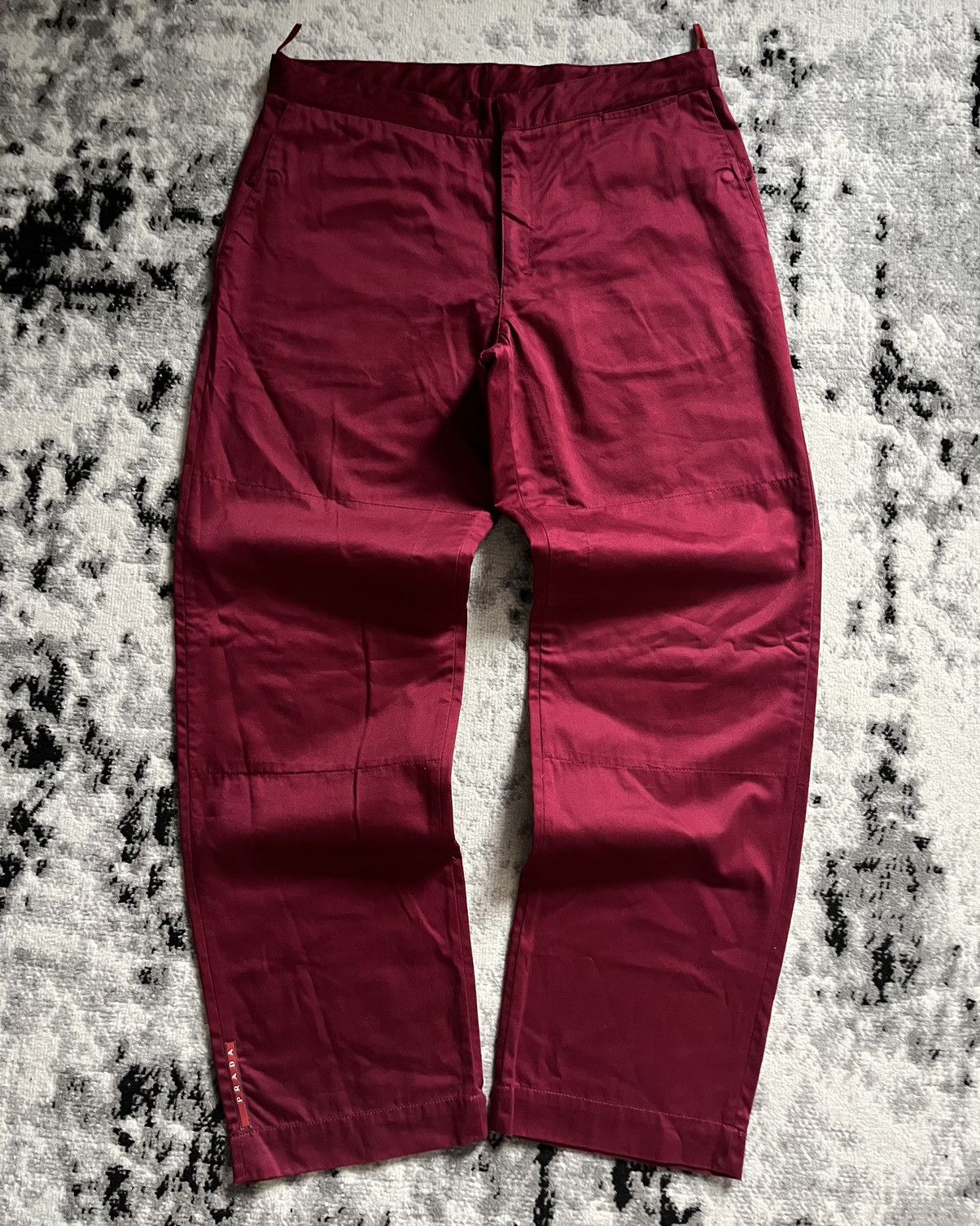 image of Archival Clothing x Prada Aw2003 Prada Linea Rossa Bordeaux Pants in Red, Men's (Size 36)