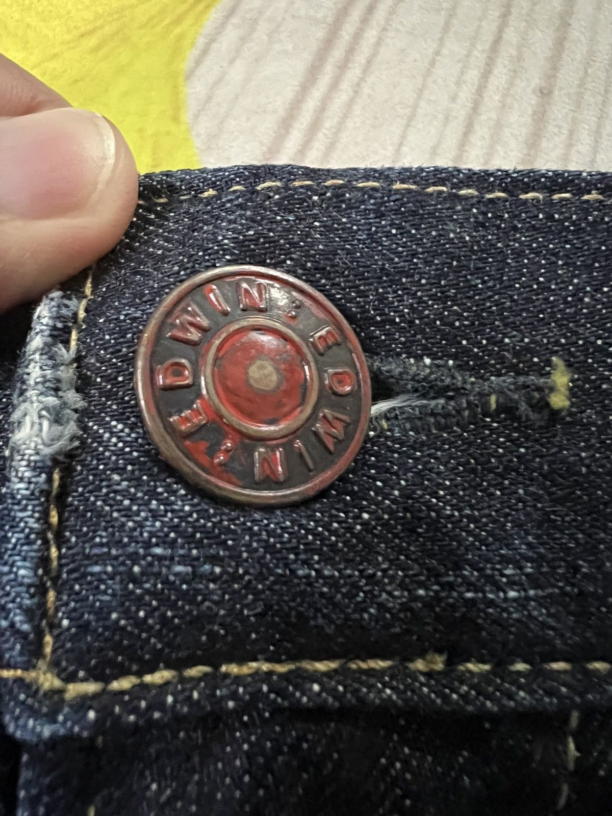 Edwin Vintage Edwin 503 Blue Trip Flare Distress Jean Japan Size US 33 - 20 Thumbnail