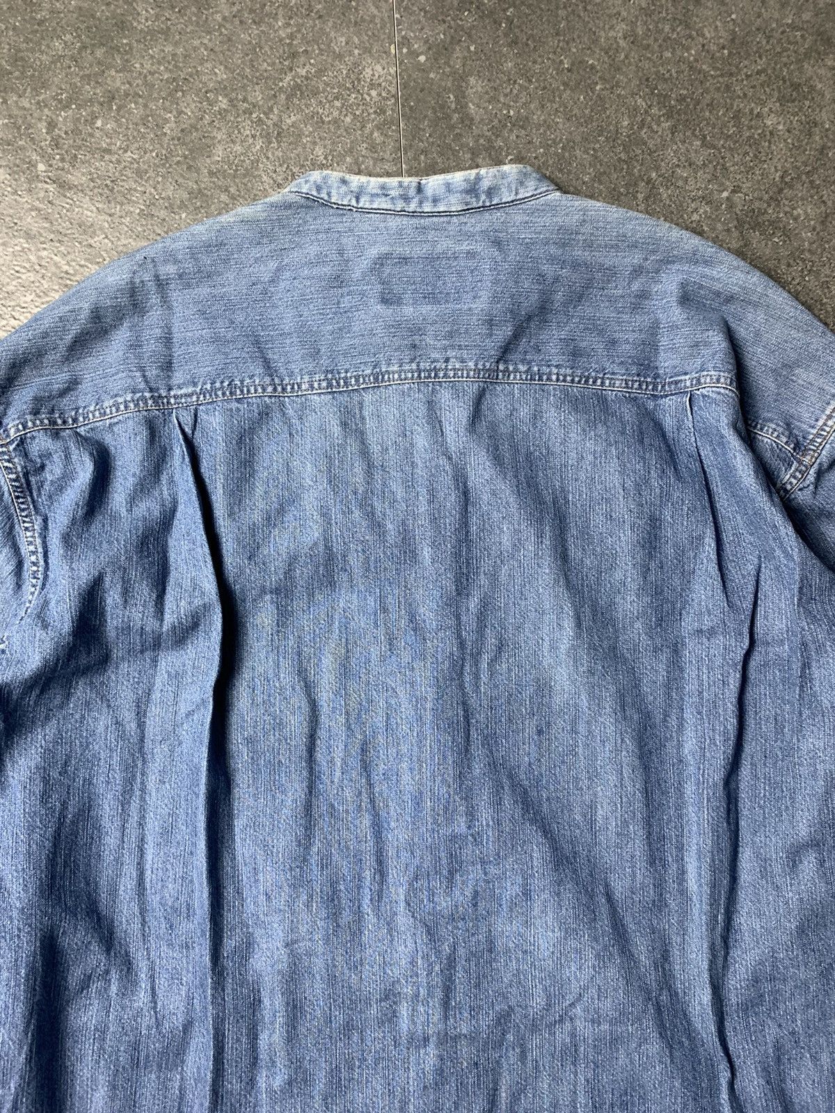Giorgio Armani 1990s Armani Jeans Collarless Blue Jeans Shirt Size US L / EU 52-54 / 3 - 9 Thumbnail