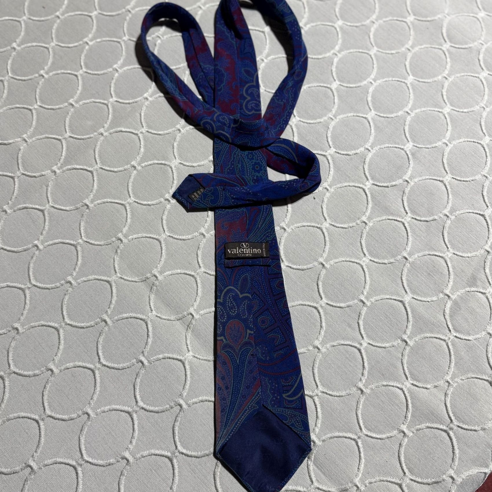 Valentino Valentino Cravatte Tie Mens Blue Paisley Silk Made In Italy Luxury Formal Necktie Size ONE SIZE - 2 Thumbnail