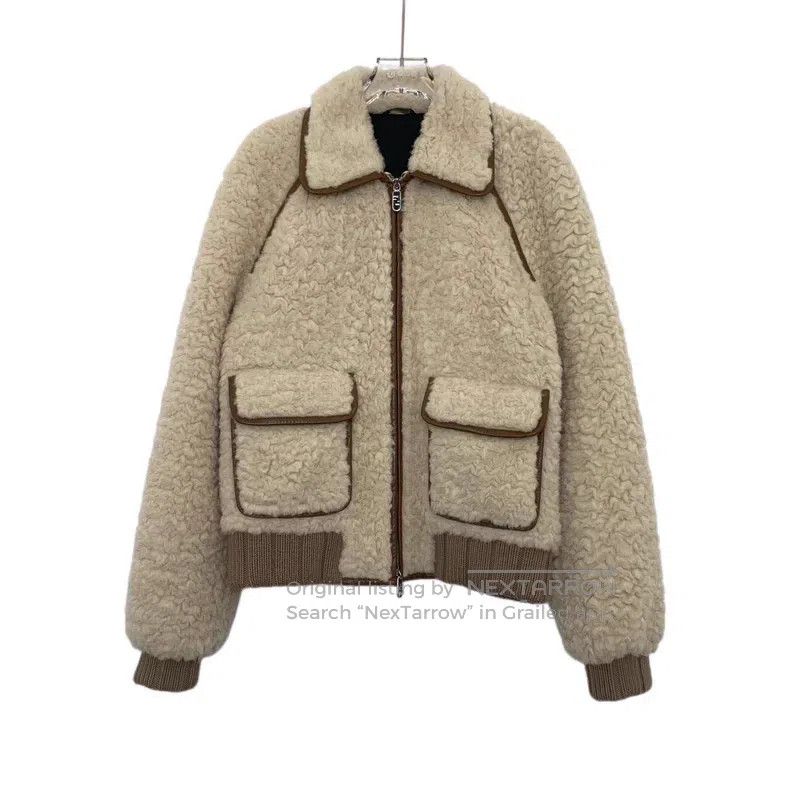 Fendi Fendi Khaki Teddy Alpaca Wool Notched Collar Zip-Up Long S Size US M / EU 48-50 / 2 - 1 Thumbnail