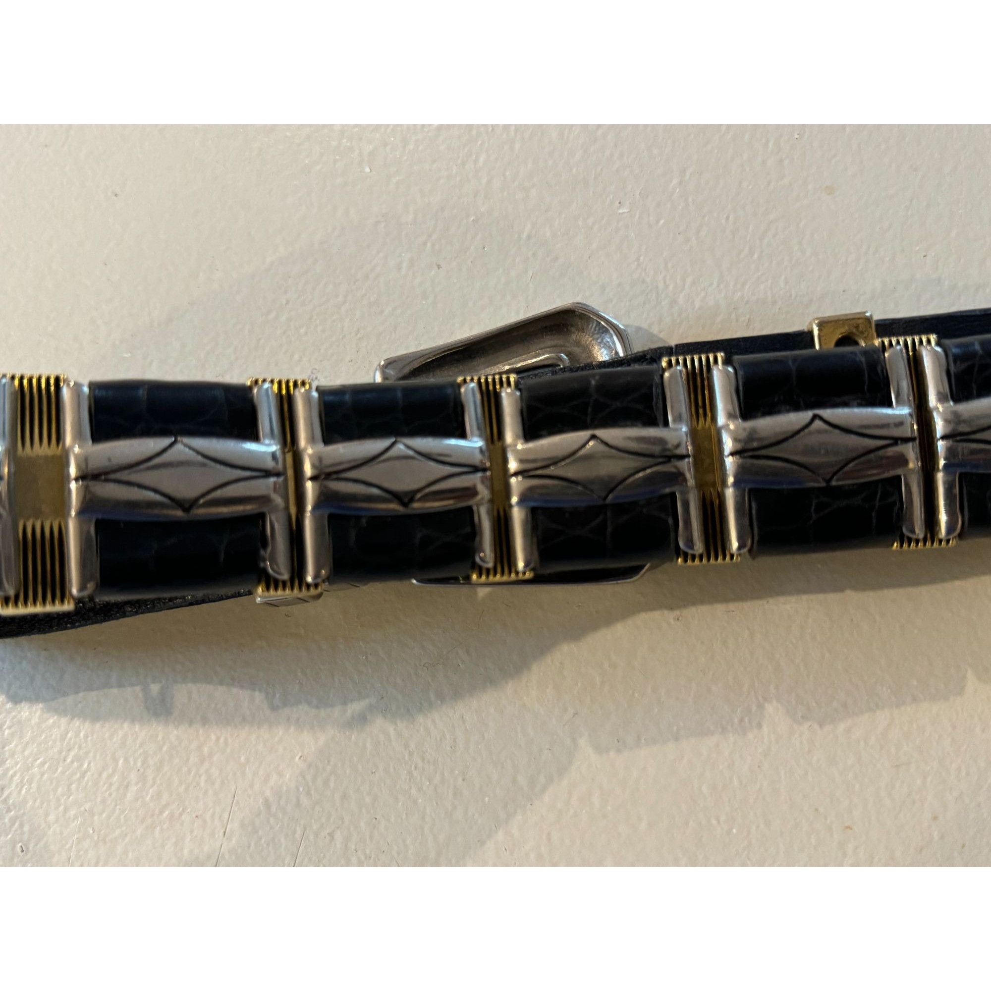Vintage Nanni Italy Size 36 Stunning Black Leather Belt Size ONE SIZE - 5 Thumbnail