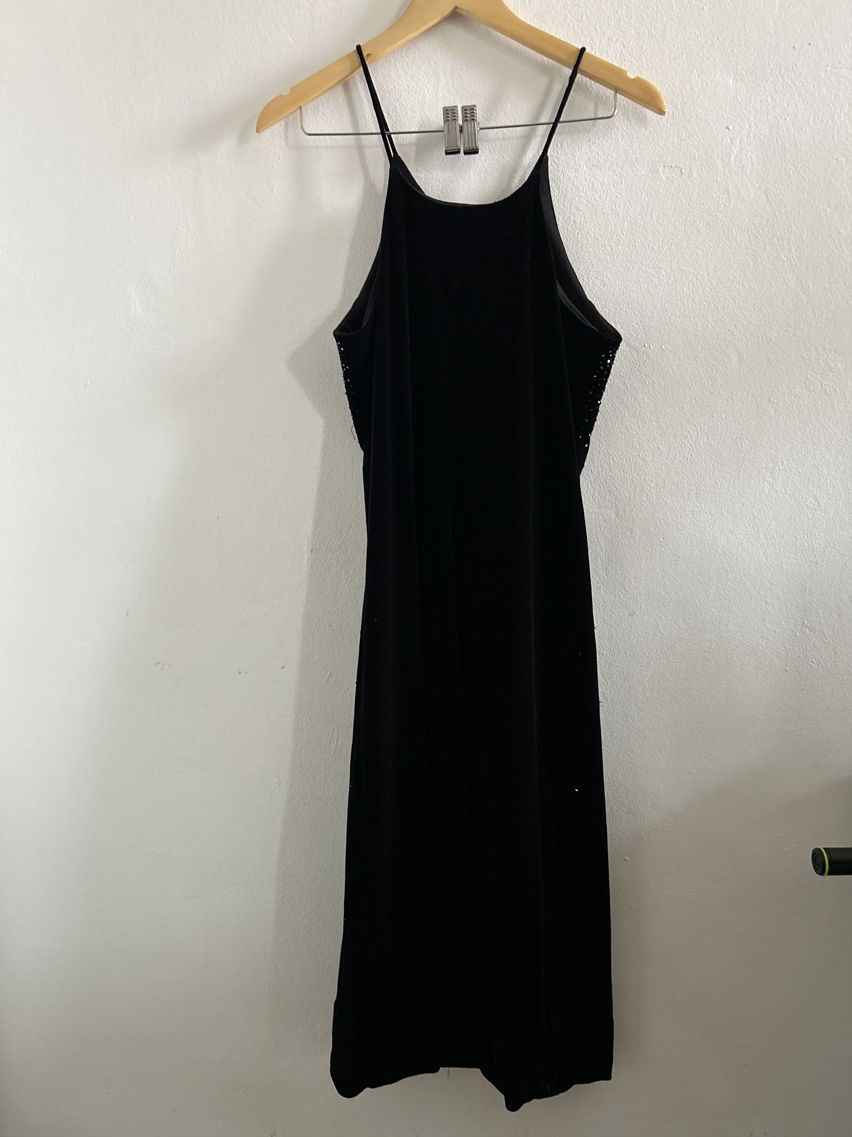 Vintage Vintage 90s Black Velvet Halter Dress Size L / US 10 / IT 46 - 8 Thumbnail