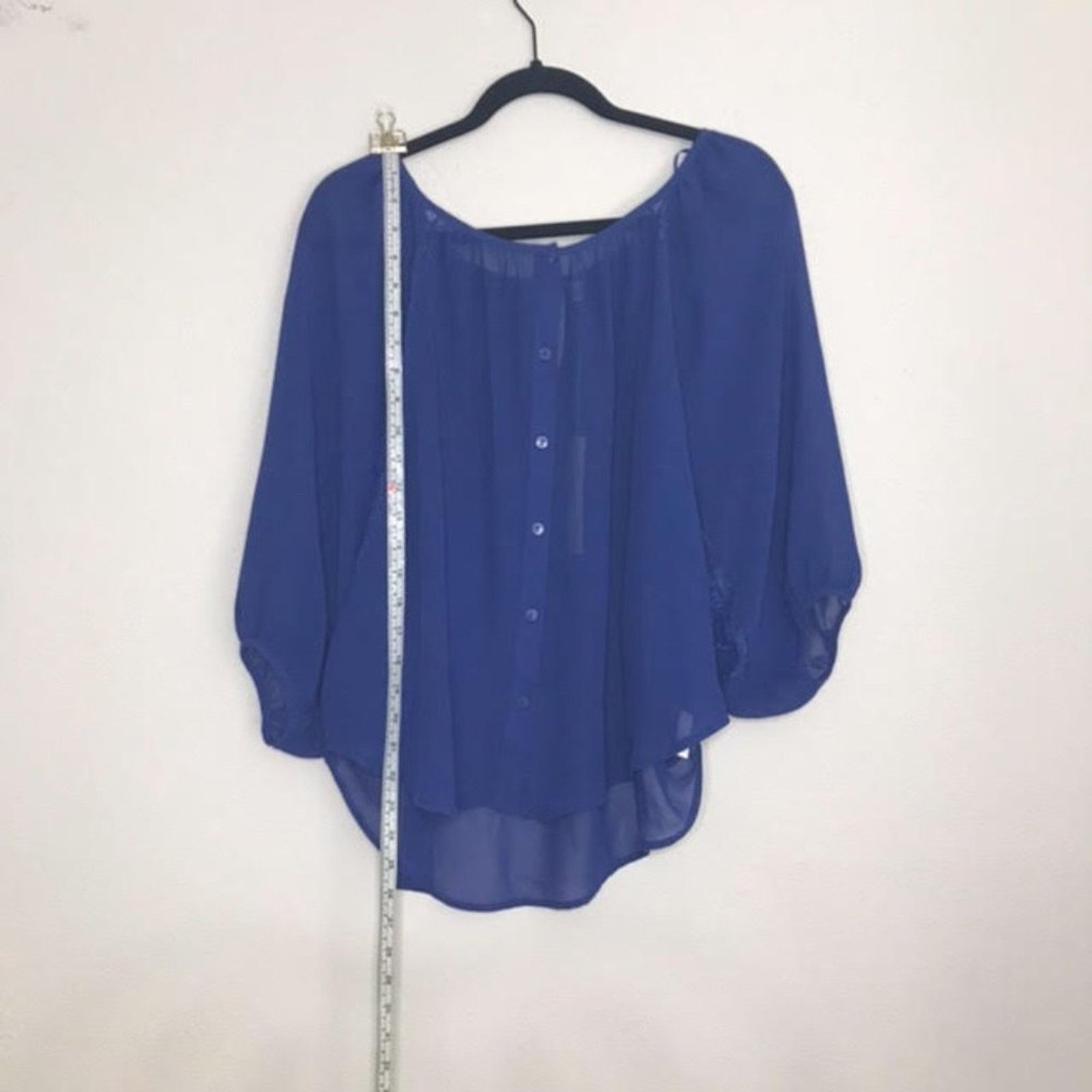 Other Lauren Conrad Cobalt Blue Semi Sheer Flowy Blouse Size M Size M / US 6-8 / IT 42-44 - 2 Thumbnail