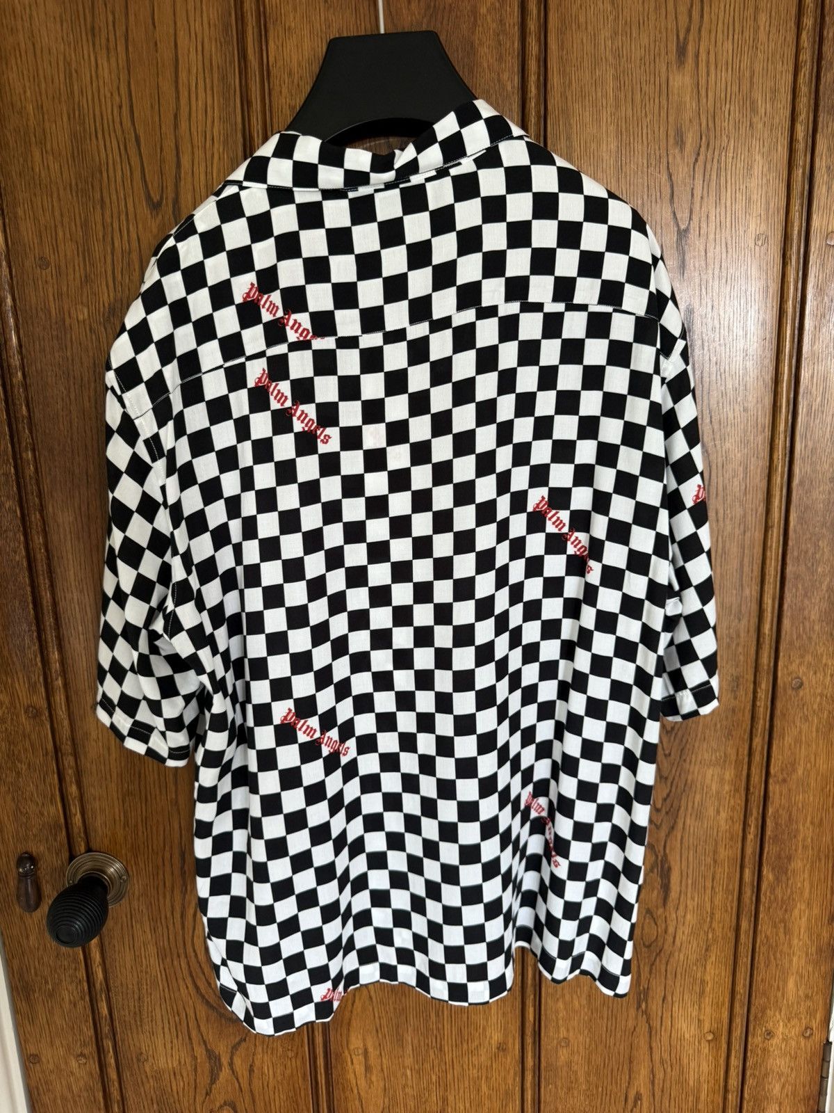 $790 Palm angels checkerboard checker ss hawaiian shirt 52
