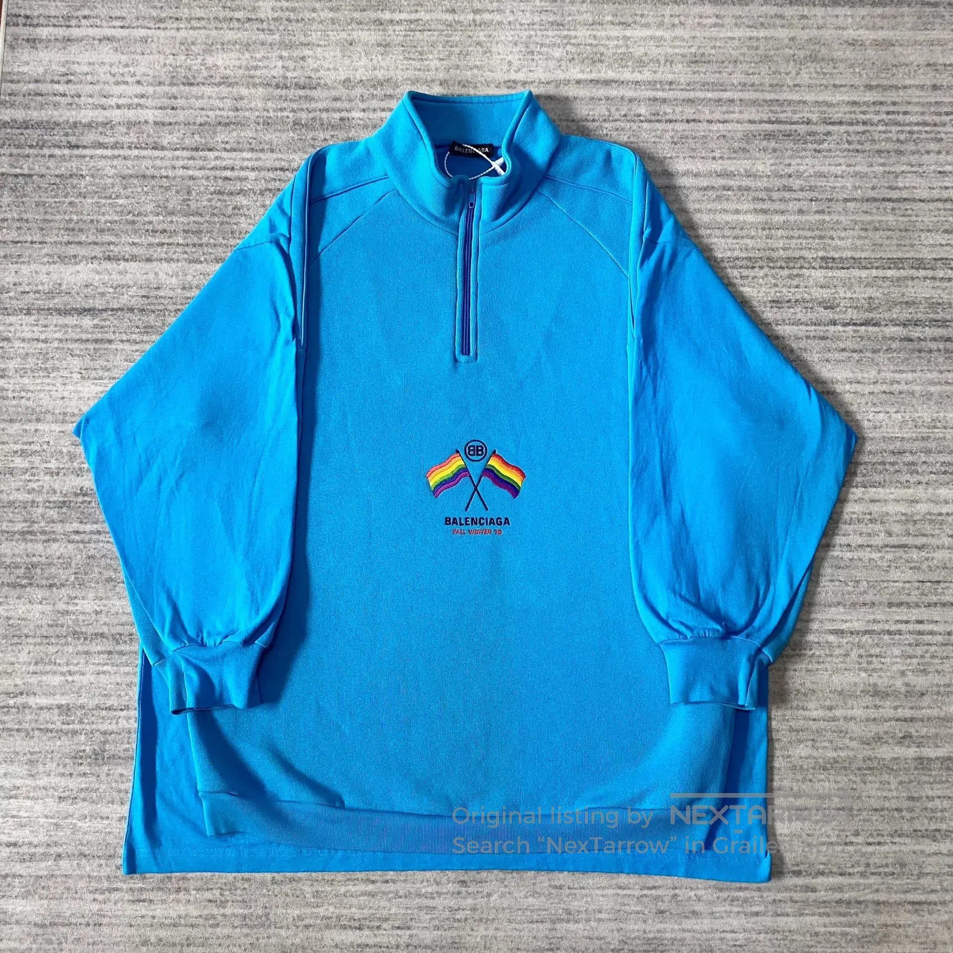 both Paris baby blue half-zip hoodie with rainbow details. Size XXS / US 00 / IT 34 - 1 Thumbnail