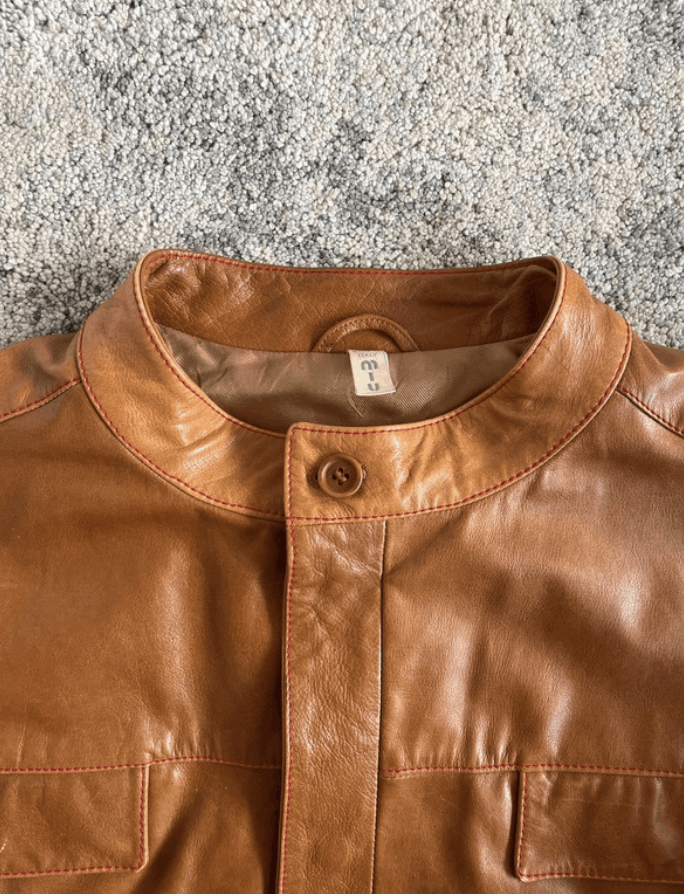 Miu Miu Miu Miu Jacket Coat Leather 1999 Coat Red Tab Nylon EX0016 Size US L / EU 52-54 / 3 - 2 Thumbnail