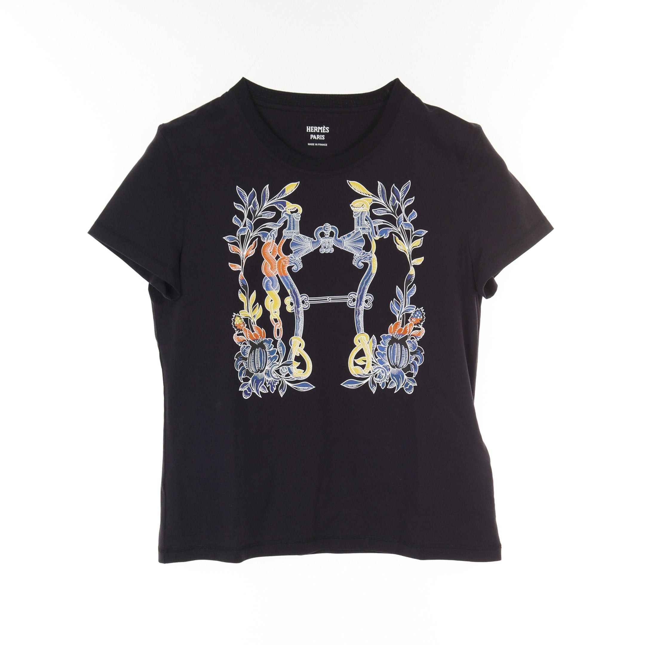 Hermes Hermes Cartouche Della Cavalleria T-Shirt Cotton Black Size ONE SIZE - 1 Thumbnail