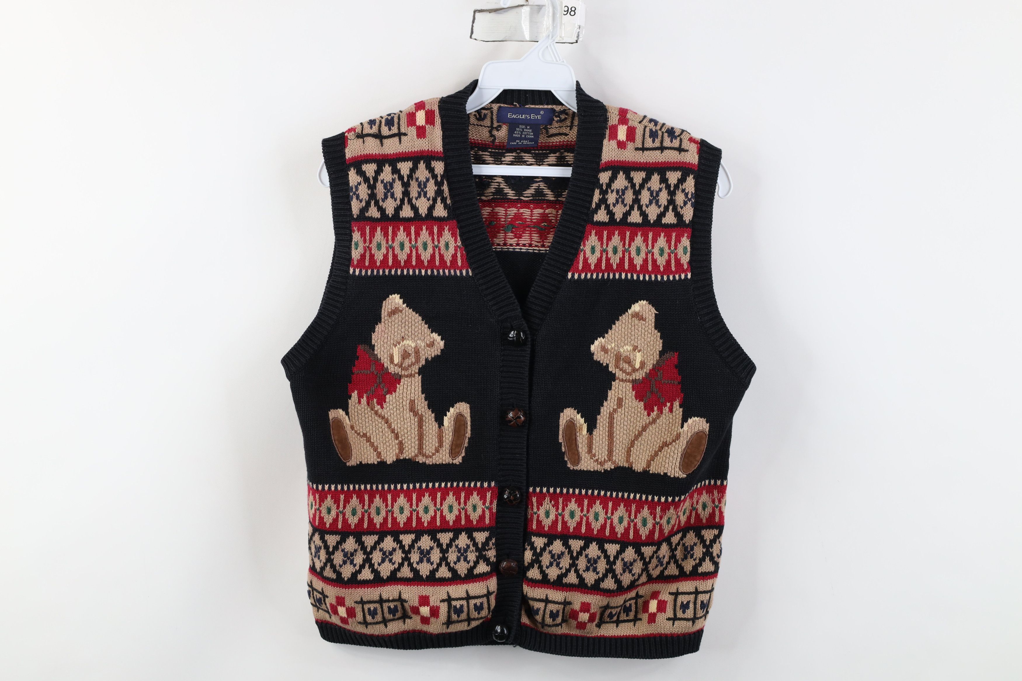 Vintage Vintage 90s Streetwear Fair Isle Teddy Bear Knit Vest Size M / US 6-8 / IT 42-44 - 1 Thumbnail