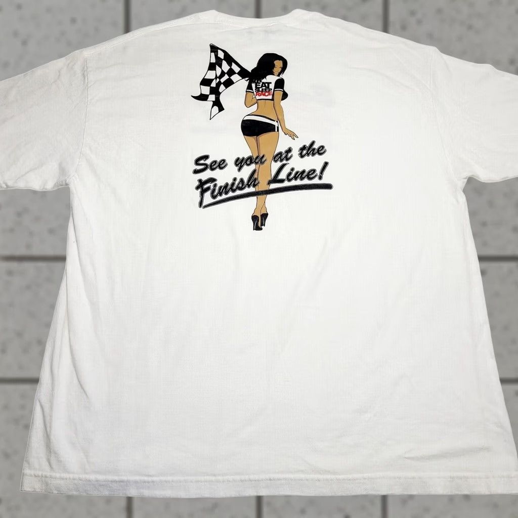 Vintage VINTAGE Gearhead Eat Sleep Race Graphic T-Shirt Men's 2XL White Short Sleeve Crew Neck Racing Car Rockabilly Hot Rod Mens Size US XXL / EU 58 / 5 - 1 Thumbnail