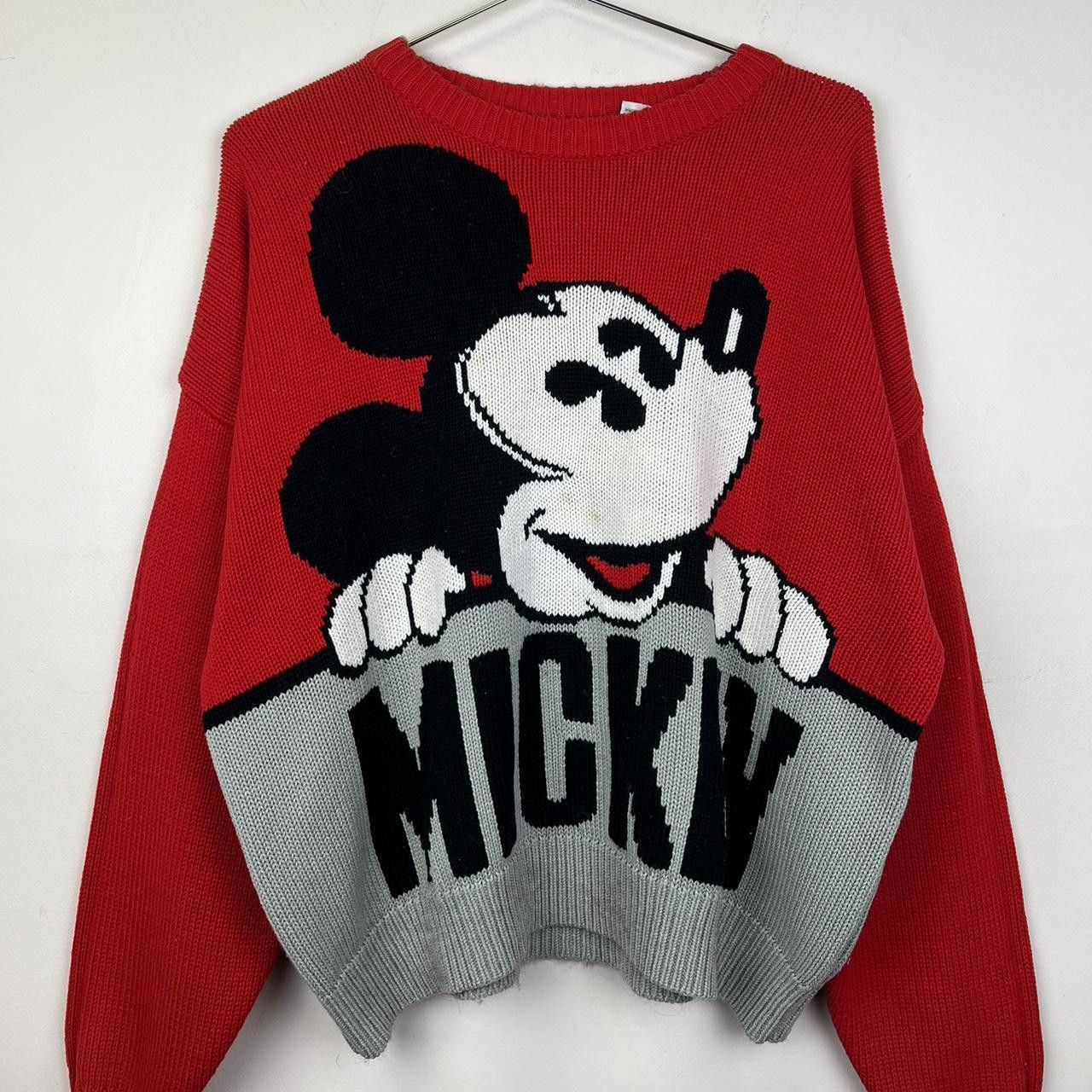 Disney Vintage 90s Mickey Mouse Graphic Sweater - Cozy Red Knit Size L / US 10 / IT 46 - 2 Thumbnail