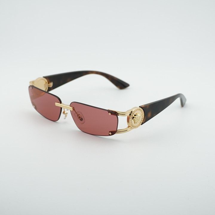 Versace Versace VE2291 100275 Sunglasses Gold/Havana Rectangle Frame Size ONE SIZE - 1 Thumbnail