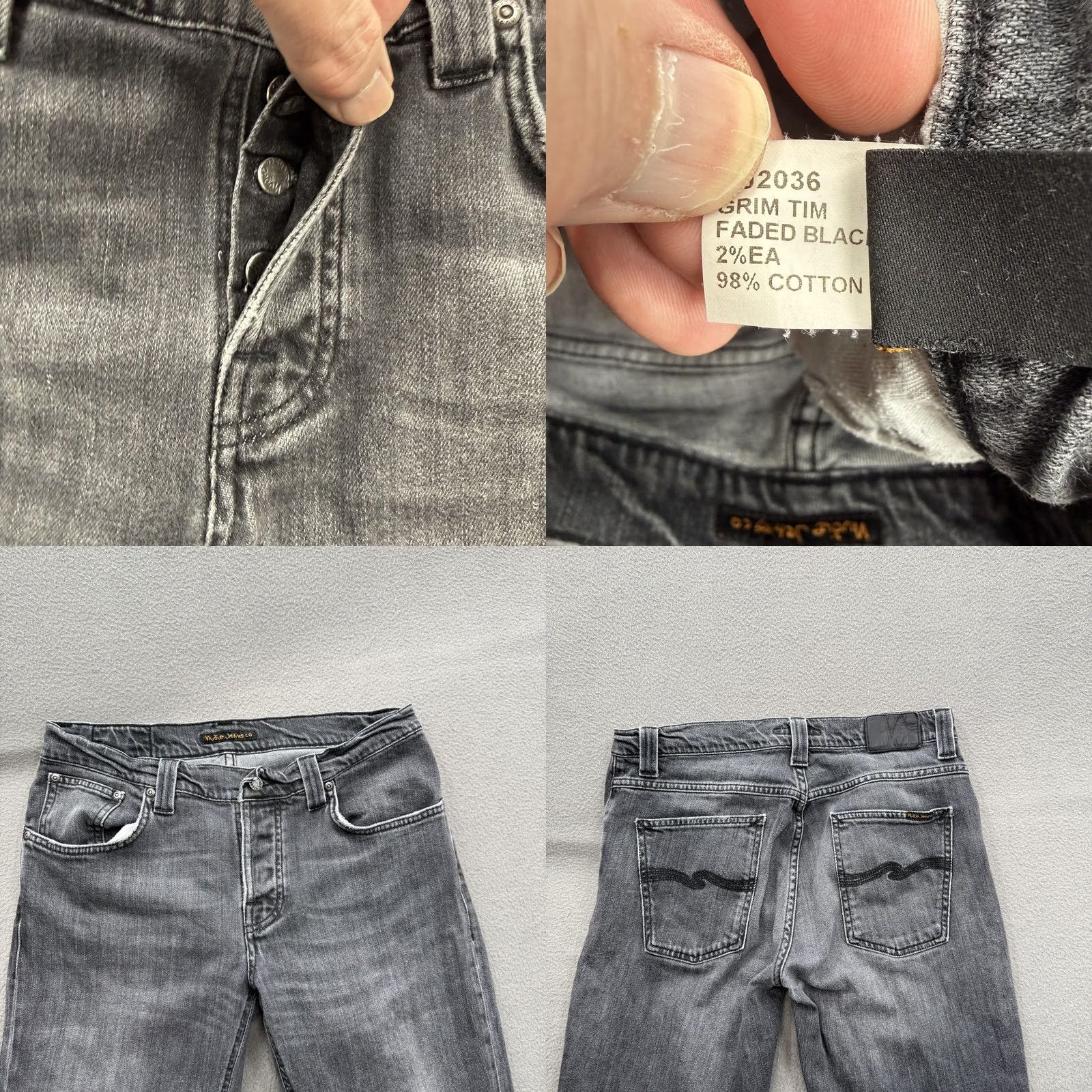 Nudie Jeans Nudie Jeans Co Grim Tim Jeans Mens 33x32 Gray Slim Straight Casual Pants Size US 33 - 8 Thumbnail