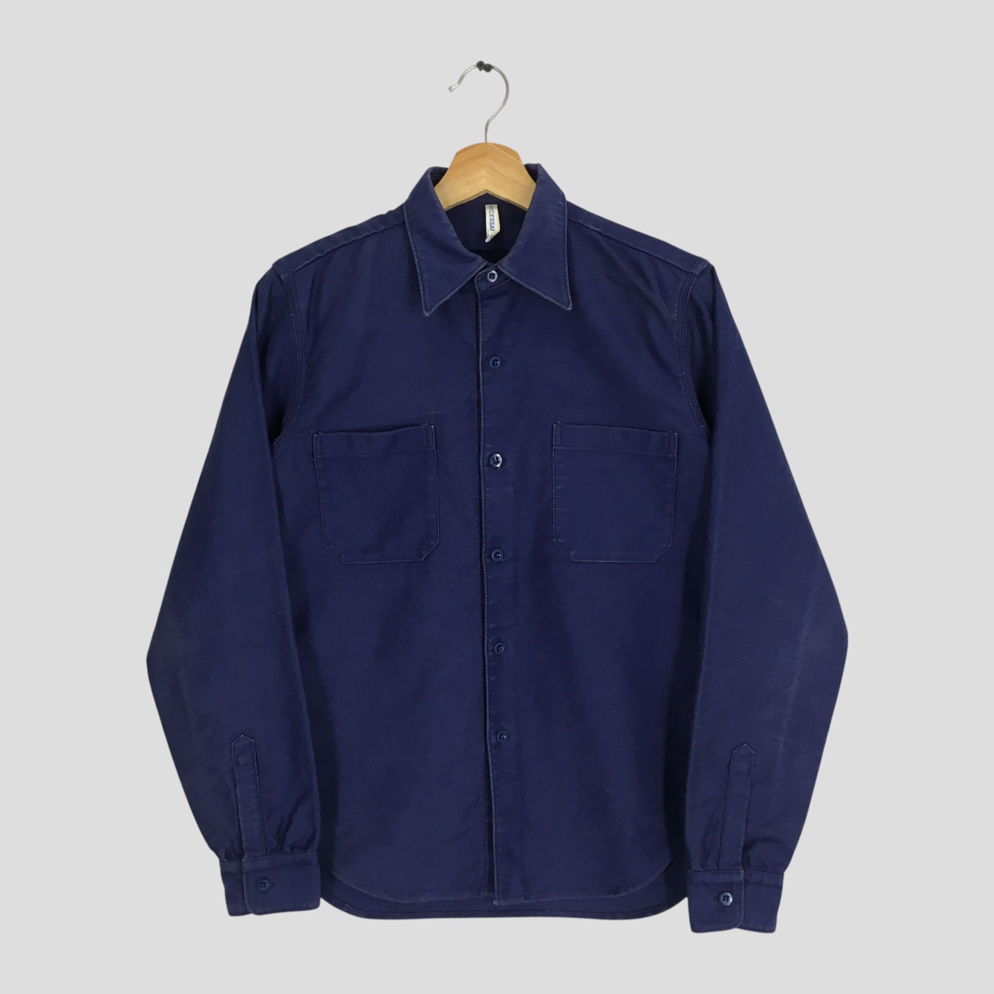 Japanese Brand Vintage 90s Cotton Frenchwork Sanforized Indigo Blue Japan Size US M / EU 48-50 / 2 - 1 Thumbnail