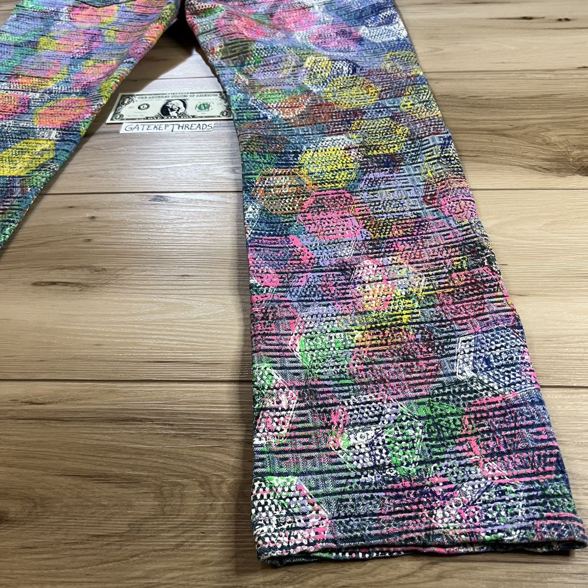 (B).Stroy × Givenchy 4G Monogram Paint Graphic Jeans Size US 33 - 20 Thumbnail