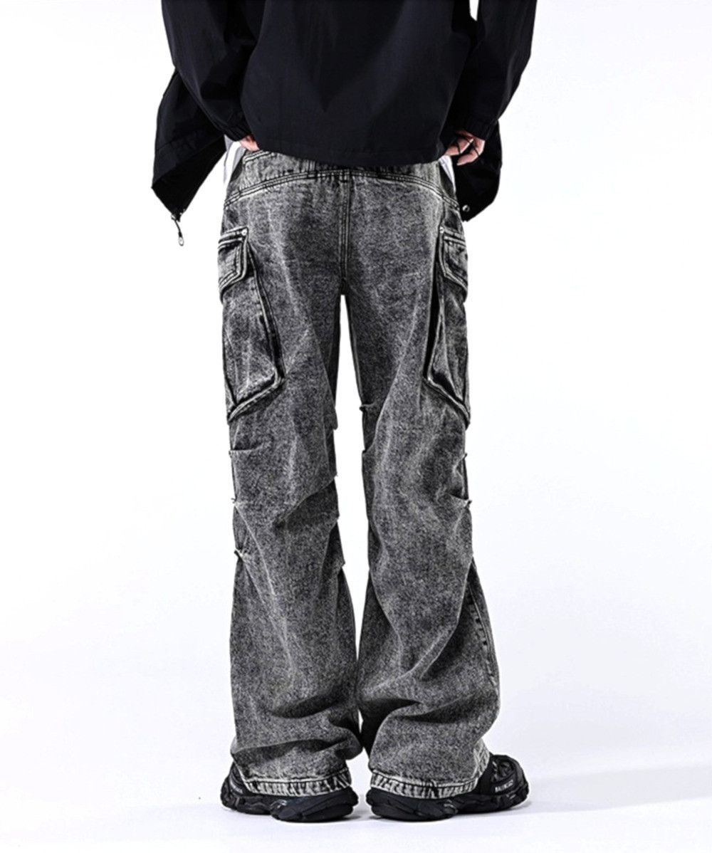 Designer × Japanese Brand × Vintage Stunning Punk Oversize Pockets Heavy Washed Cargo Pants Rave Size US 33 - 3 Thumbnail
