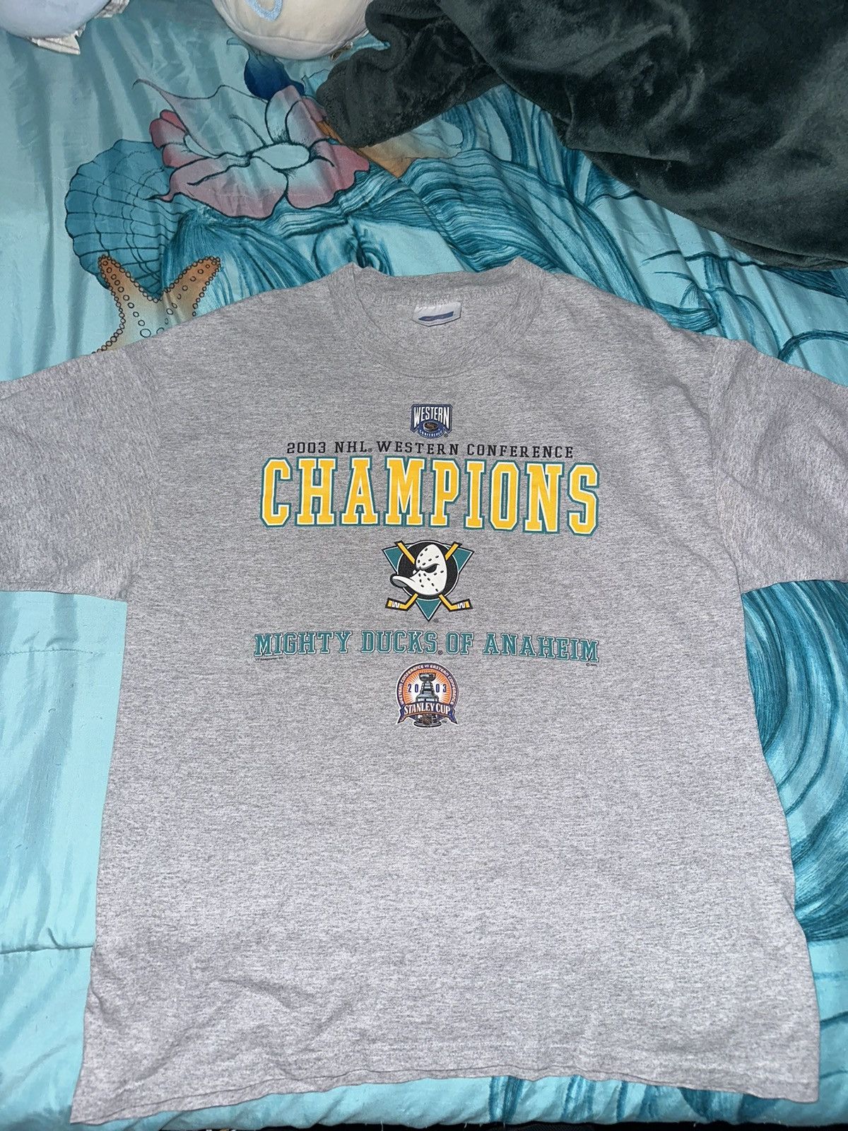 NHL Anaheim Ducks 2003 Western Conference Champions T-Shirt Size US L / EU 52-54 / 3 - 2 Thumbnail
