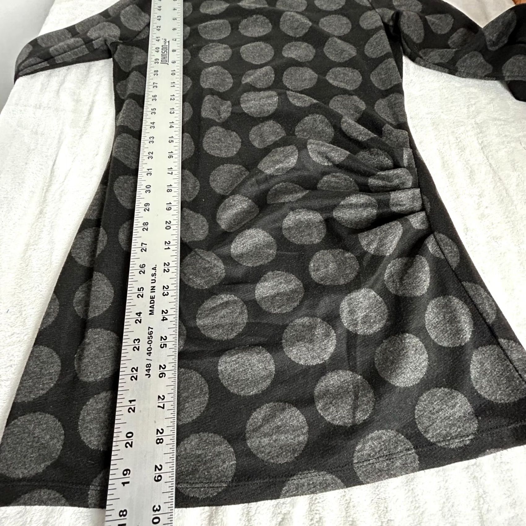 Vintage Ann Taylor Womens Black Gray Polka Dot Ruched Tunic Top Long Sleeve Small Casual Size S / US 4 / IT 40 - 7 Thumbnail