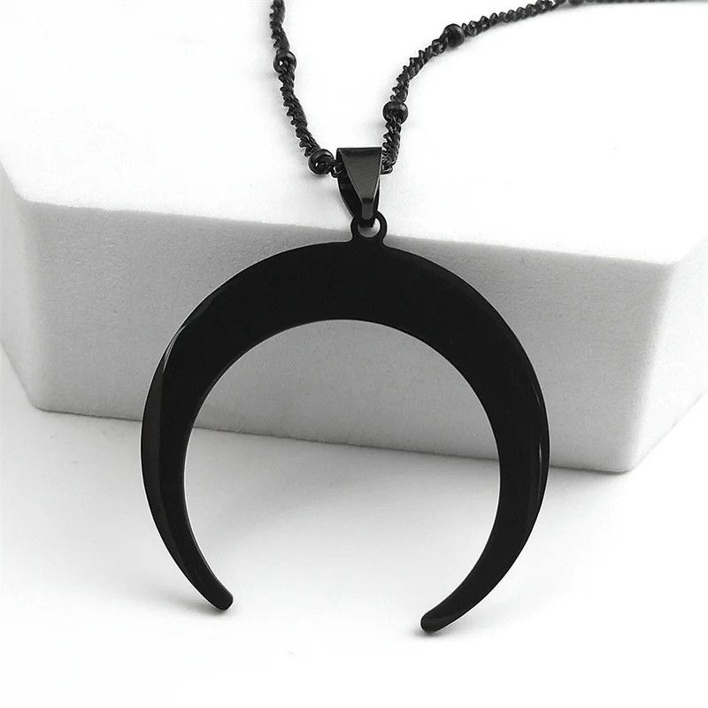 Jewelry Gothic Black Moon Pendant Necklace Emblem Talisman Size ONE SIZE - 2 Thumbnail