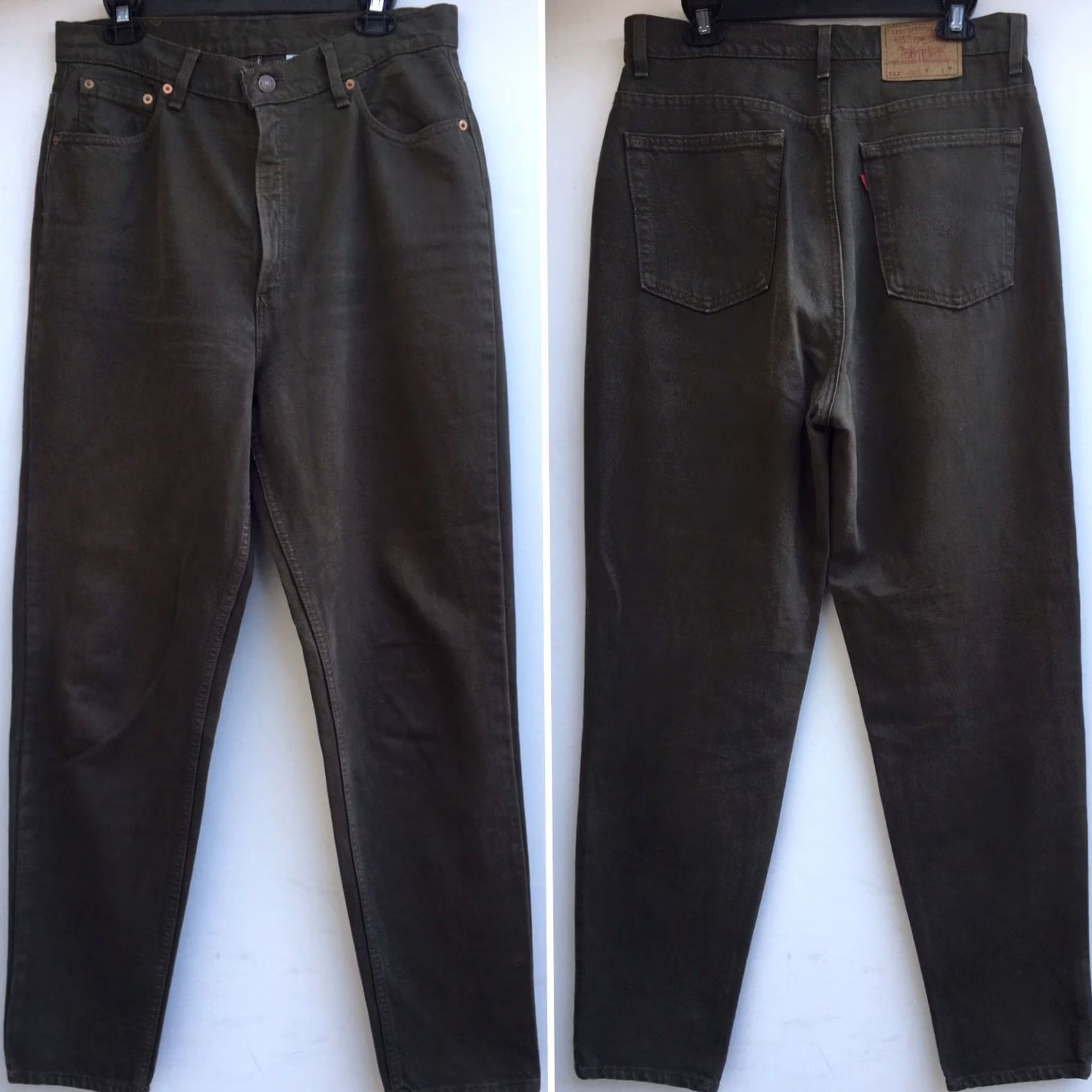 Levi's VINTAGE Levi's 512 Jeans Slim Fit Tapered Leg High Waist 16 REG 34" Waist USA Made Green 1990s Mens} Size 38" / US 16 / IT 52 - 4 Thumbnail
