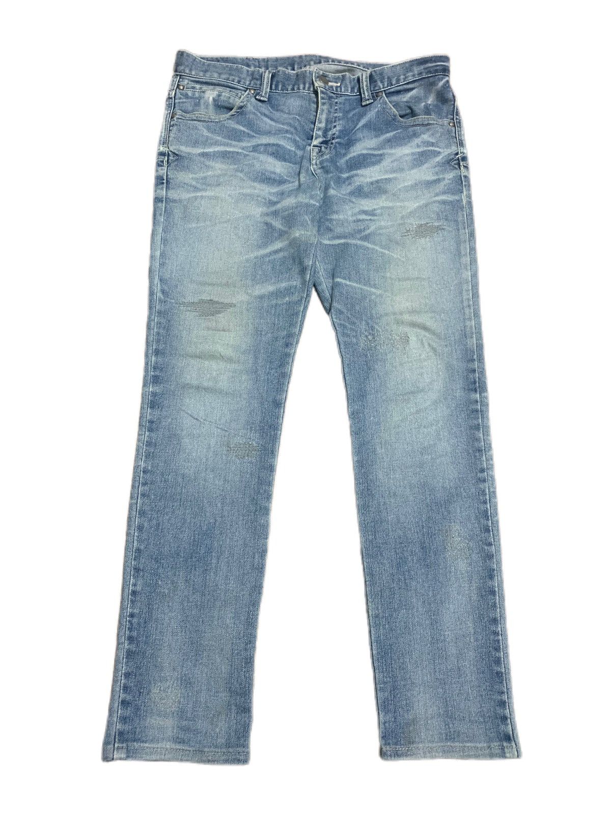 Japanese Brand × Tornado Mart TORNADO MART SLIM SKINNY WHISKERED BORO WASHED JAPANESE Size US 32 / EU 48 - 1 Thumbnail