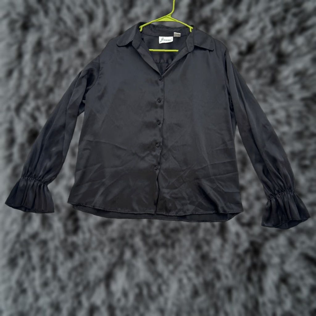 Vintage Satin Blouse XL Retro Y2K Romantic Goth Mod Wife Eveningwear Coquette Glam Chic Size XL / US 12-14 / IT 48-50 - 1 Thumbnail