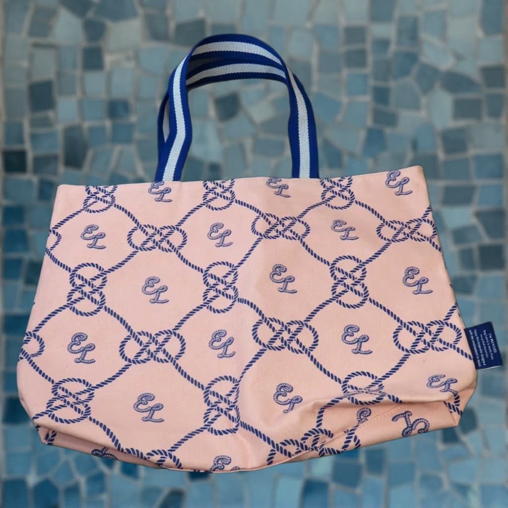 Vintage VINTAGE Estée Lauder Pink Blue Logo Tote Bag Woman Medium Travel Pink Cotton Polyester 17x11x3 Tote Womens Size ONE SIZE - 1 Thumbnail