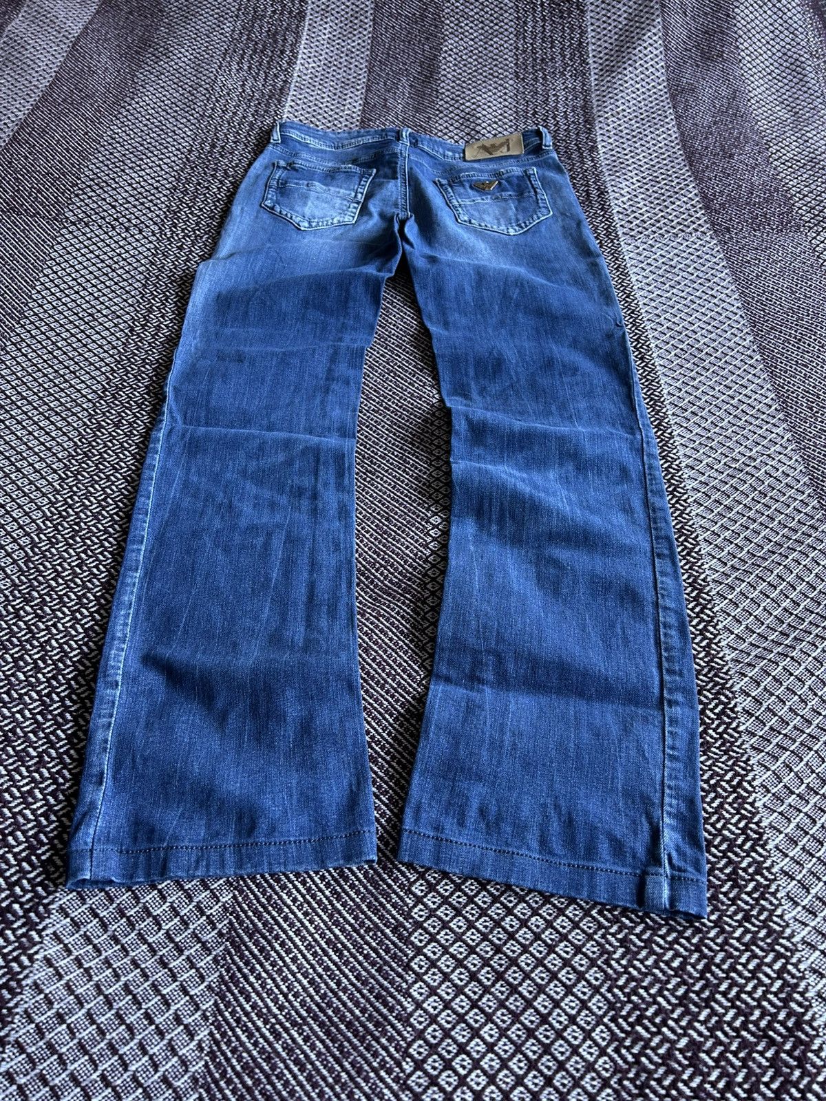 Armani × Vintage Vintage Armani Washed Straight Solid Jeans Small Logo Sz 27 Size US 27 - 3 Thumbnail
