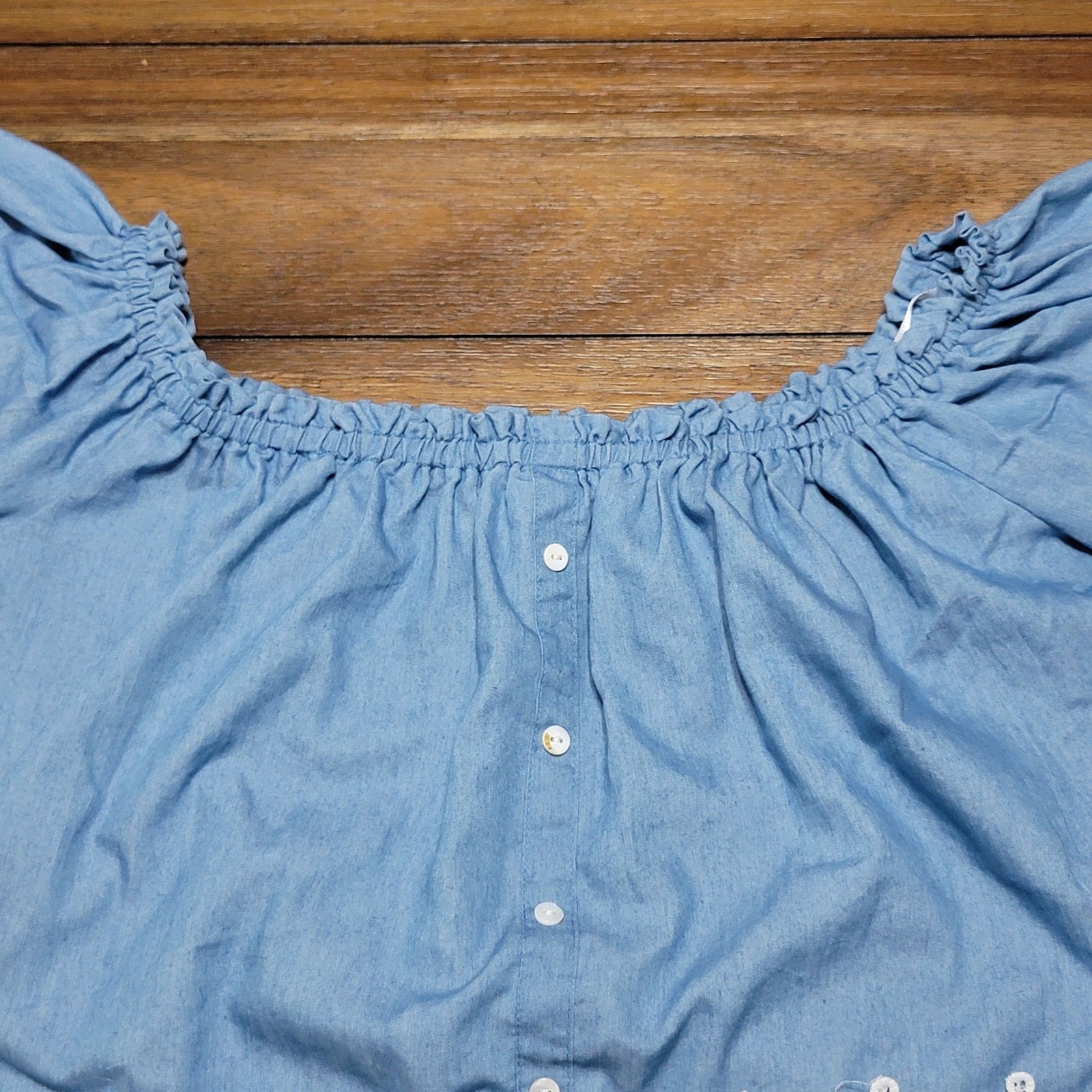 Other Love J Crop Off Shoulder Blouse w/ White Lace - Size Medium Size M / US 6-8 / IT 42-44 - 2 Thumbnail