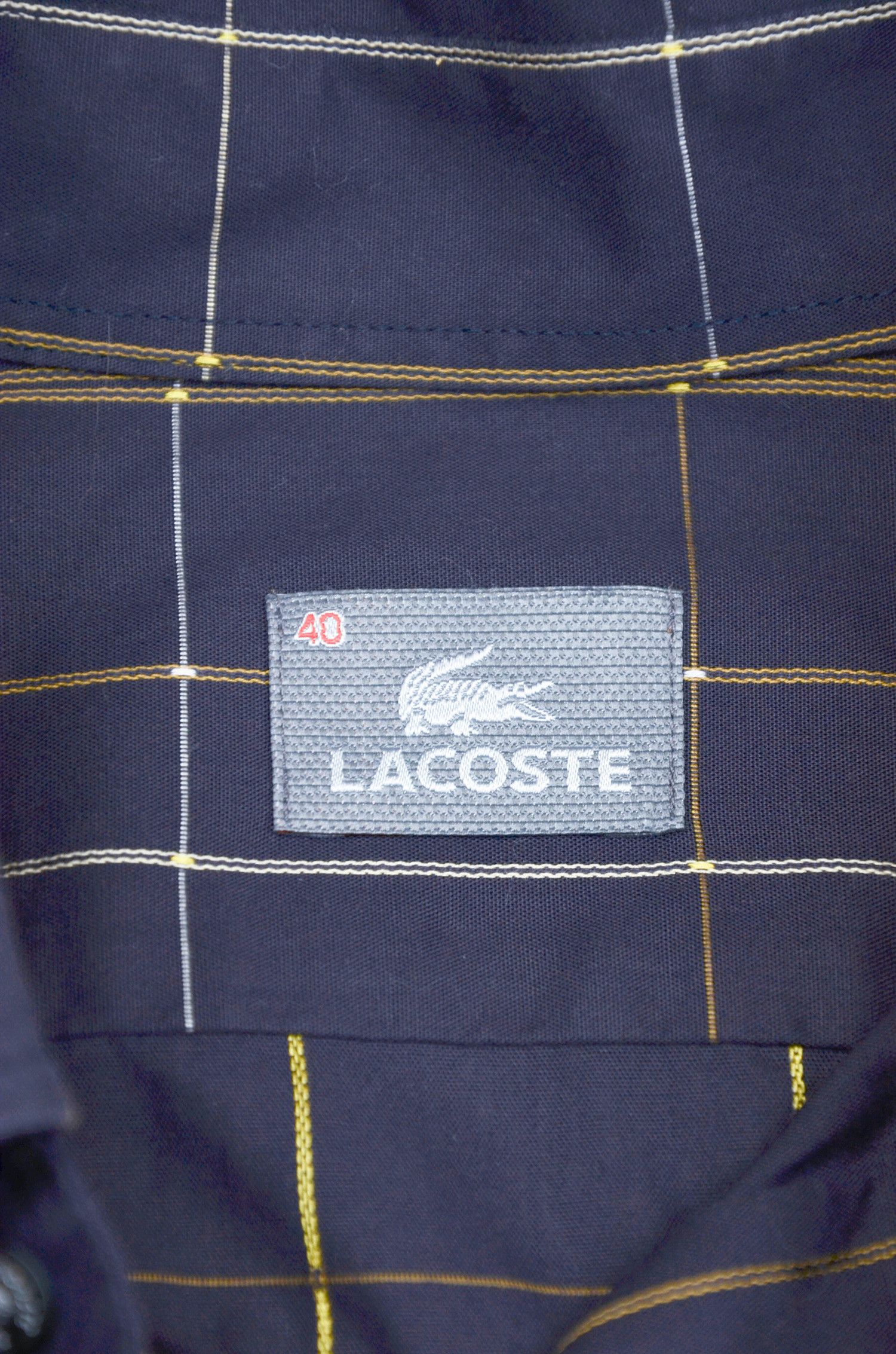 Lacoste Lacoste Navy Windowpane Check Button Down Shirt - Size M Size US M / EU 48-50 / 2 - 7 Thumbnail