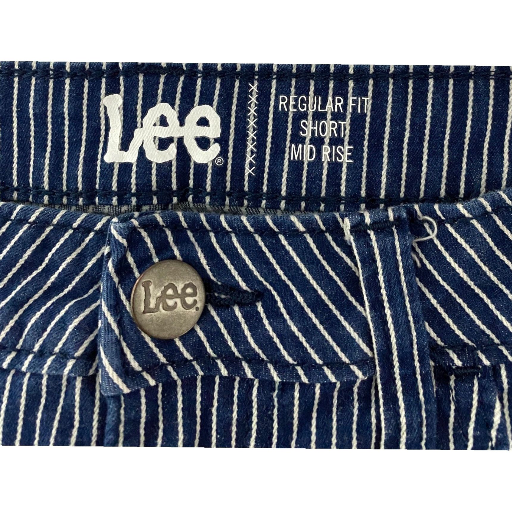Lee Lee Shorts Women's Size 30 Blue Stripe Mid Rise Railroad Dark Wash Size 30" / US 8 / IT 44 - 4 Thumbnail